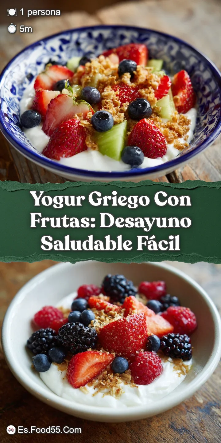 Close-up of luscious Greek yogurt swirled with juicy strawberries and blueberries. Granola provides a delightful textural ...