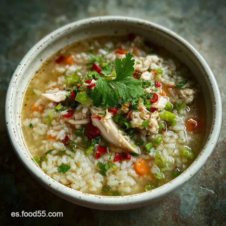 Creamy, saffron-infused rice with juicy chicken, served in a rustic bowl with a sprinkle of herbs, steam rising.