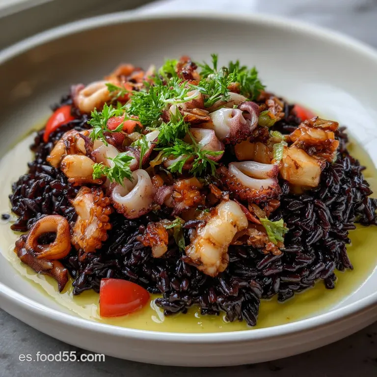Receta Maestra: Arroz Negro Con Sepia Y Chipirones Aut&eacute;ntico presentation