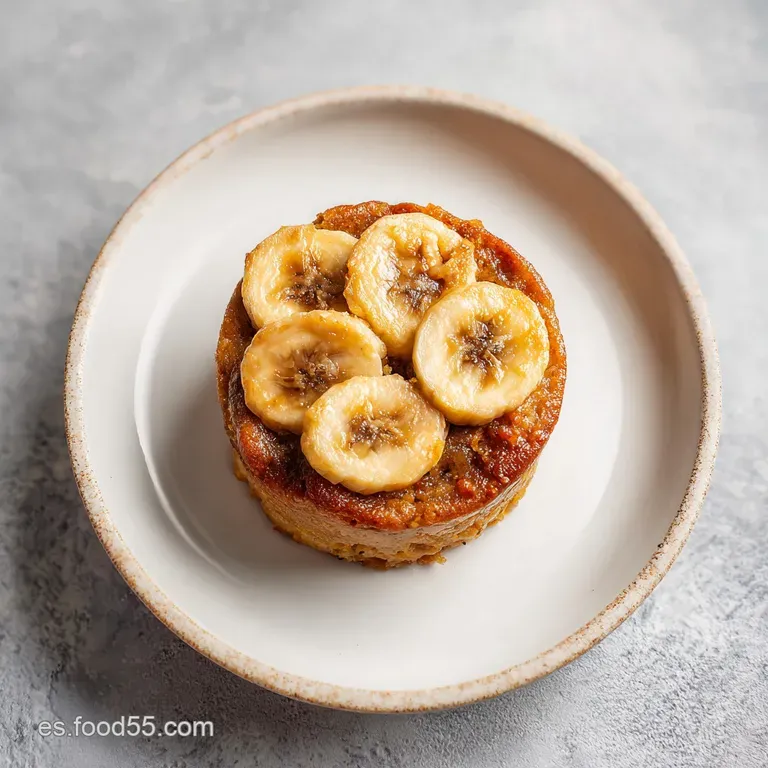 A slice of moist banana cake with a delicate crumb sits on a white plate, dusted with powdered sugar.