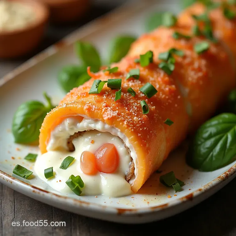 El Rollo del Pescador Brazo de Salm&oacute;n Esponjoso con Crema Fresca y Queso Ricotta