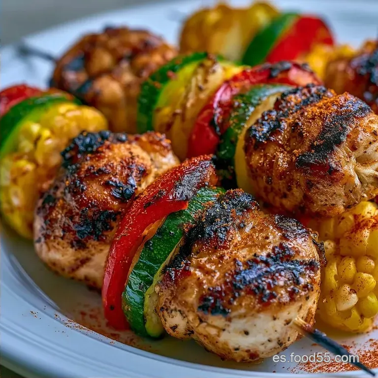 Brochetas De Pollo Y Verduras Caramelizadas