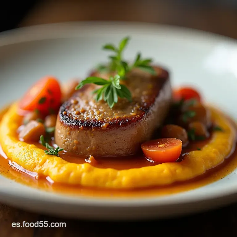 Lomo de Res Sellado con Rag&uacute; de Vegetales de la Huerta y Pur&eacute; de Papas Cremoso al Romero