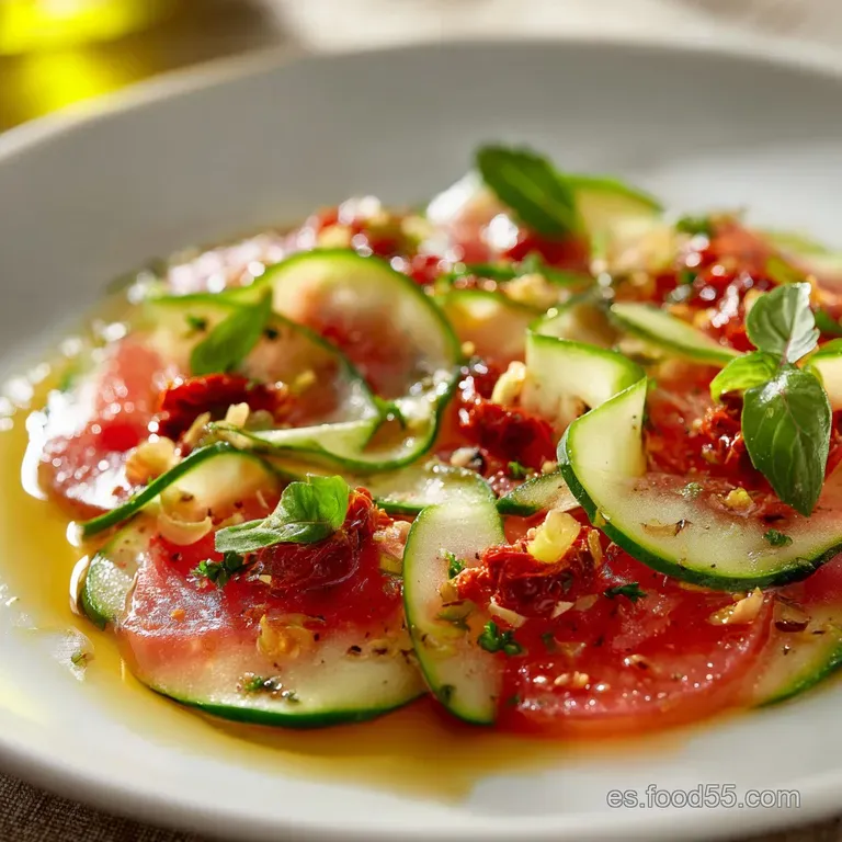 Carpaccio de calabac&iacute;n con tomate seco Receta fresca y elegante a la Mediterr&aacute;nea
