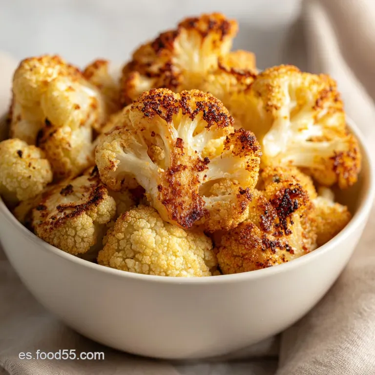 A glistening piece of roasted cauliflower, seasoned with herbs, artfully arranged on a white plate.