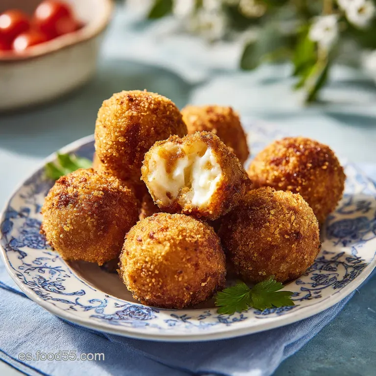 A tower of golden croquettes, artfully stacked on a plate, hints at a delicious, savory experience within.