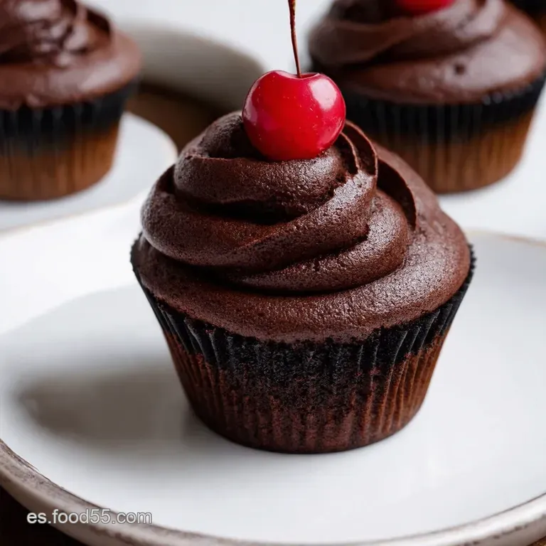 Cupcakes Selva Negra con Cerezas Borrachas