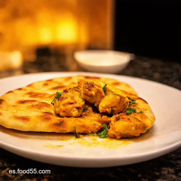 Enrollados De Naan Con Pollo Tandoori presentation