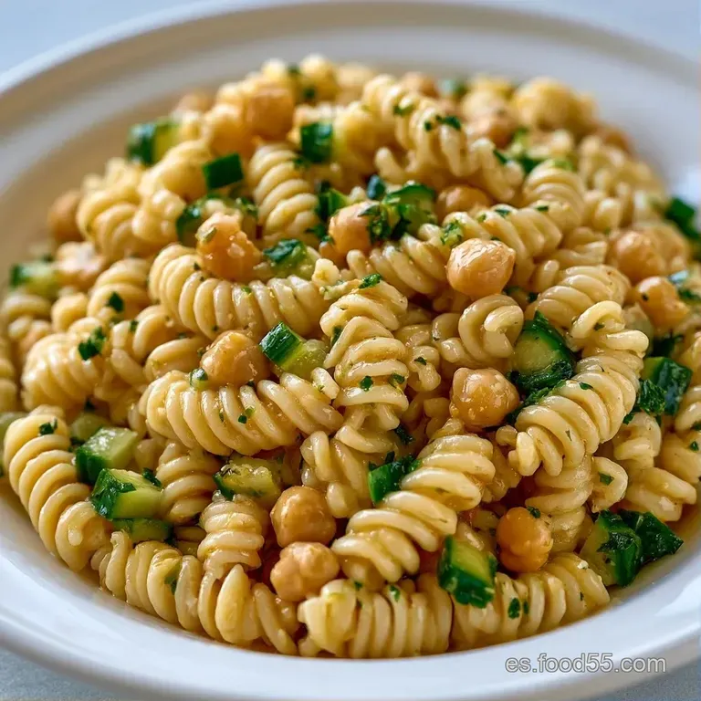 Pasta cremosa dispuesta armoniosamente con semillas de s&eacute;samo tostadas y hojas verdes sobre cer&aacute;mica gris mate suave.