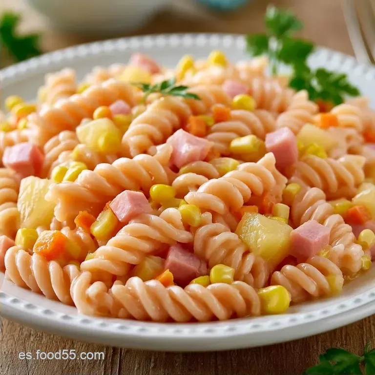 Ensalada de Pasta Salsa Rosa con Pi&ntilde;a y Jam&oacute;n