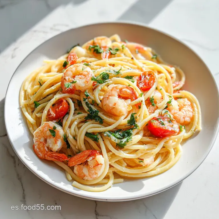 Espagueti Camarones Crema: Receta Aterciopelada