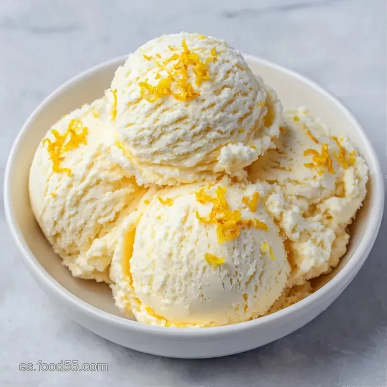 Copa de cristal con helado cremoso amarillo, una rodaja de lim&oacute;n lateral y gotas de condensaci&oacute;n fr&iacute;a en el vidrio.