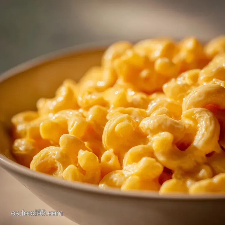 Pearly-yellow spirals of mac and cheese in a white bowl, topped with herbs and a sprinkle of toasted breadcrumbs.