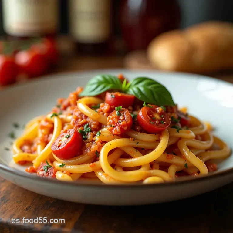 Onepot Pasta Con Tomate Cherry Y Albahaca presentation