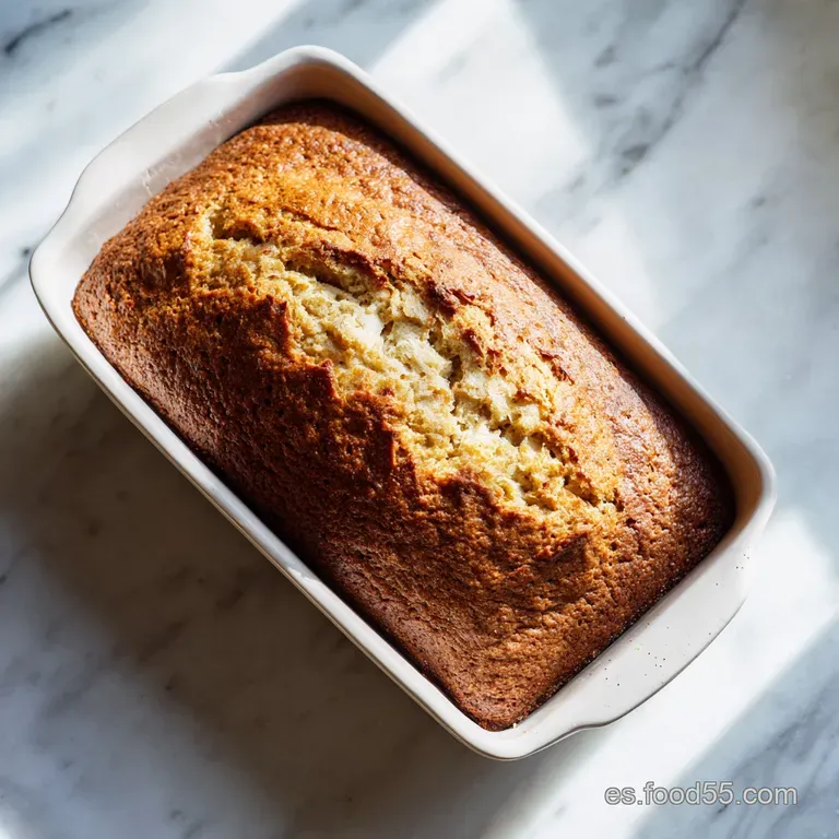 Warm muffin served in a small ramekin with a dusting of powdered sugar.