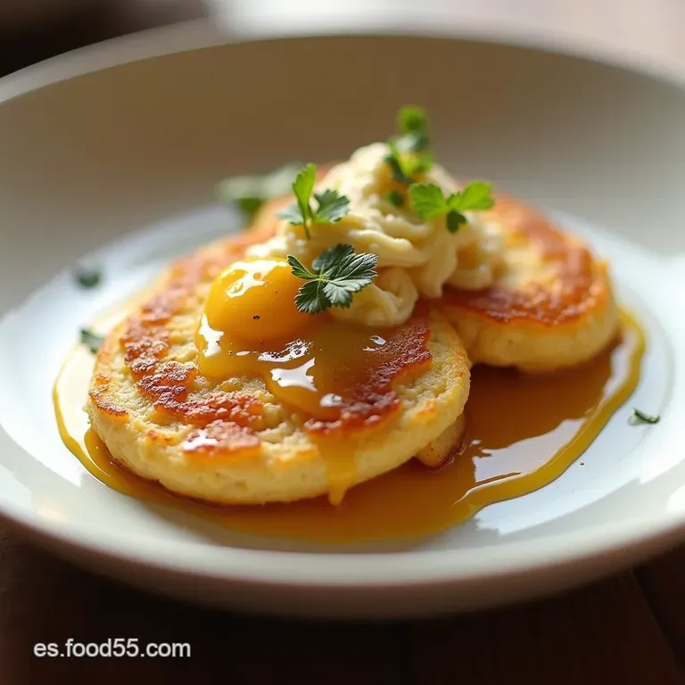 Desayuno de Campeones Panqueques de Avena Rellenos de Ricotta y Pl&aacute;tano Caramelizado