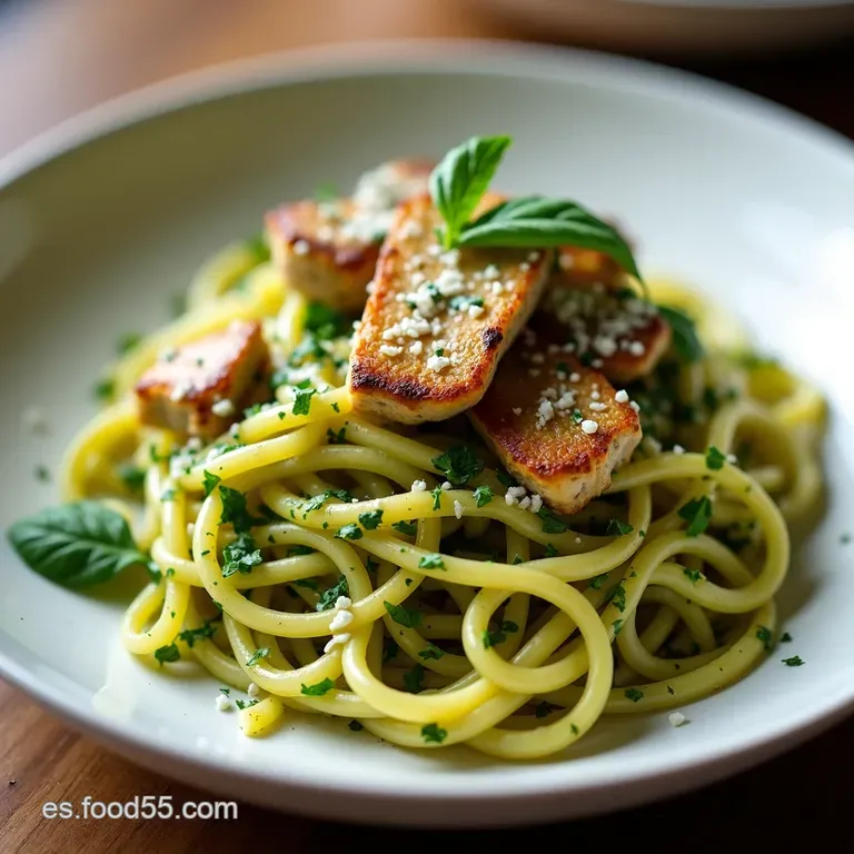 Pasta al Pesto con Pollo La Receta M&aacute;s F&aacute;cil y Sabrosa