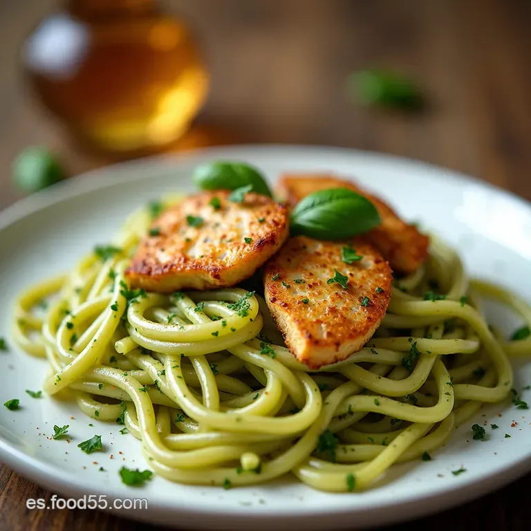 Pasta al Pesto Cremoso con Pollo Cena Lista en un Abrir y Cerrar de Ojos