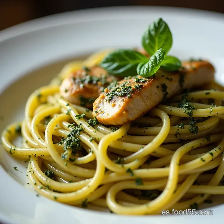 Pasta al Pesto Cremoso con Pollo Lista en un Tris