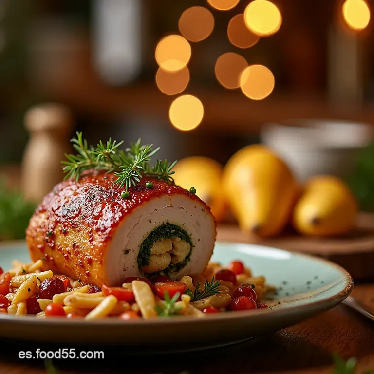 Pechuga De Pavo Rellena Navide&ntilde;a Con Duxelles presentation