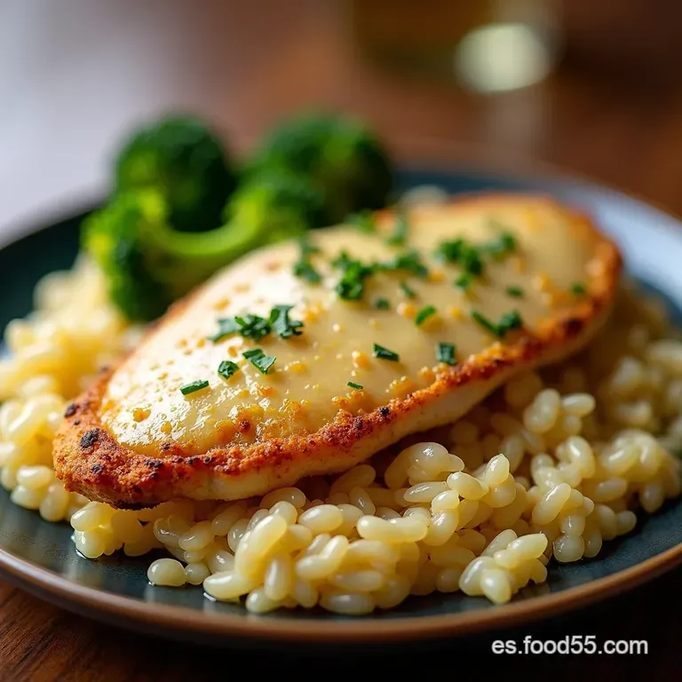 Pechuga de Pollo Crujiente a la Parmesana y Arroz Aromatizado