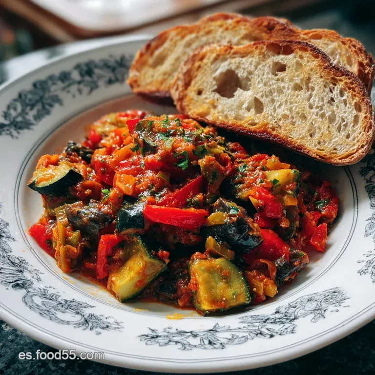 Glossy vegetables artfully arranged on a white plate, vibrant colors. Garnished with a sprig of fresh thyme, inviting aroma.