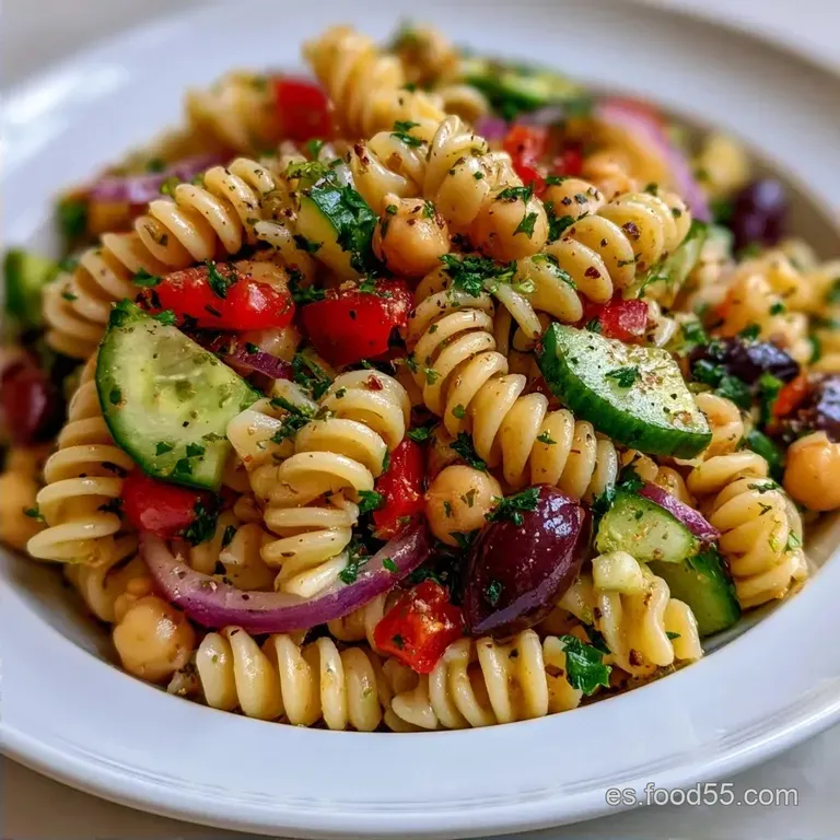 Ensalada Mediterr&aacute;nea de Pasta y Garbanzos