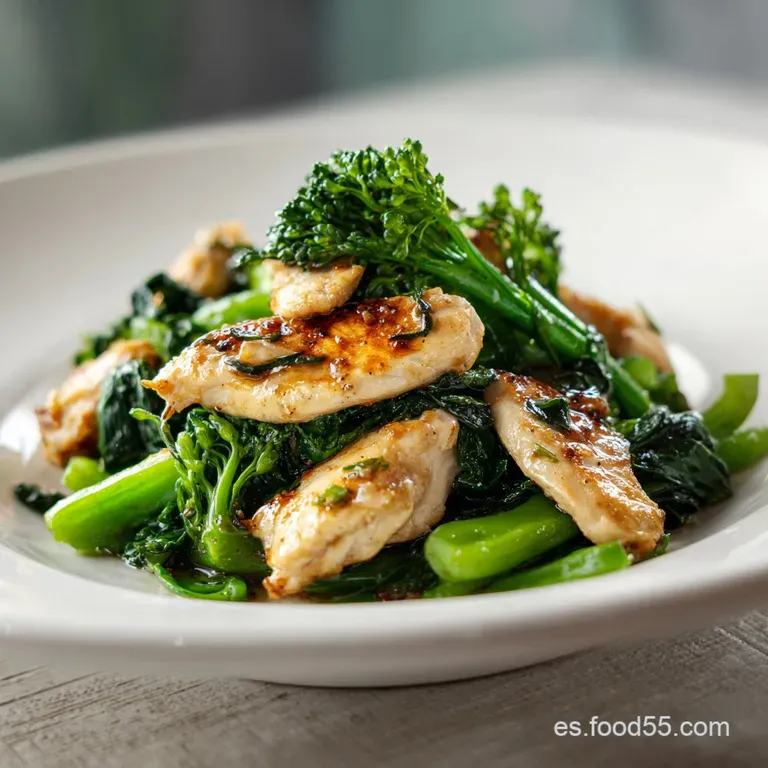 Pollo al Ajo con Br&oacute;coli y Espinacas