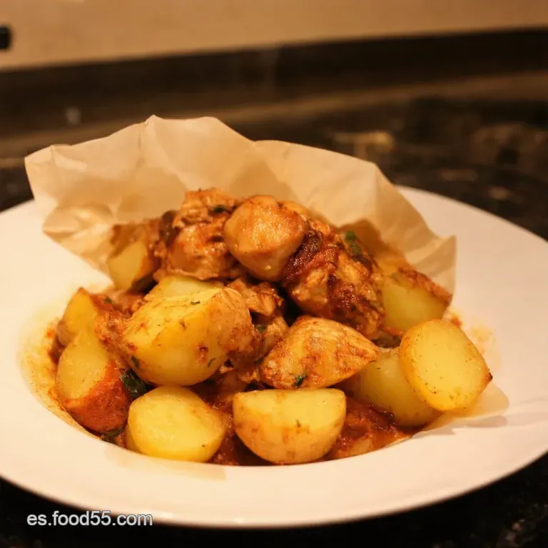 Pollo Y Patatas En Papillote presentation