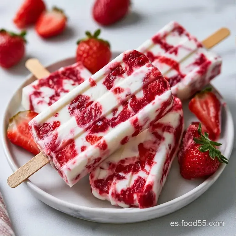 Polos de yogur blanco dispuestos ordenadamente sobre una bandeja de madera con hojas de menta verde decorando.
