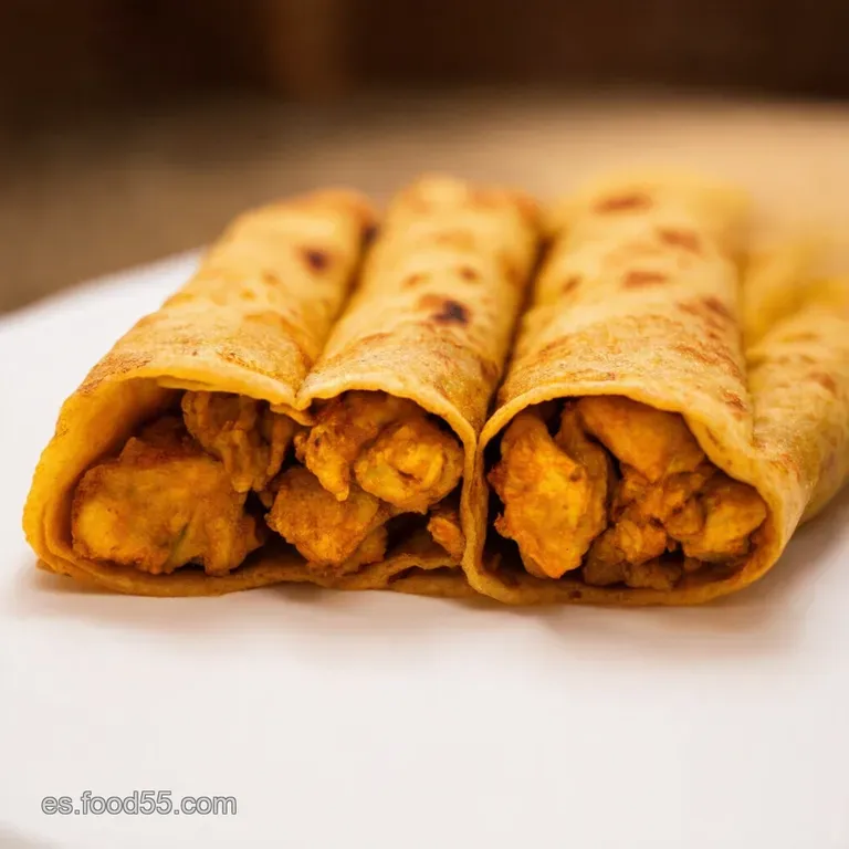 Rollitos De Paratha Con Pollo Tikka Sabor De La India presentation