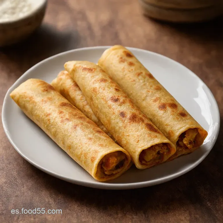 Rollitos de Paratha con Pollo Tikka Sabor de la India