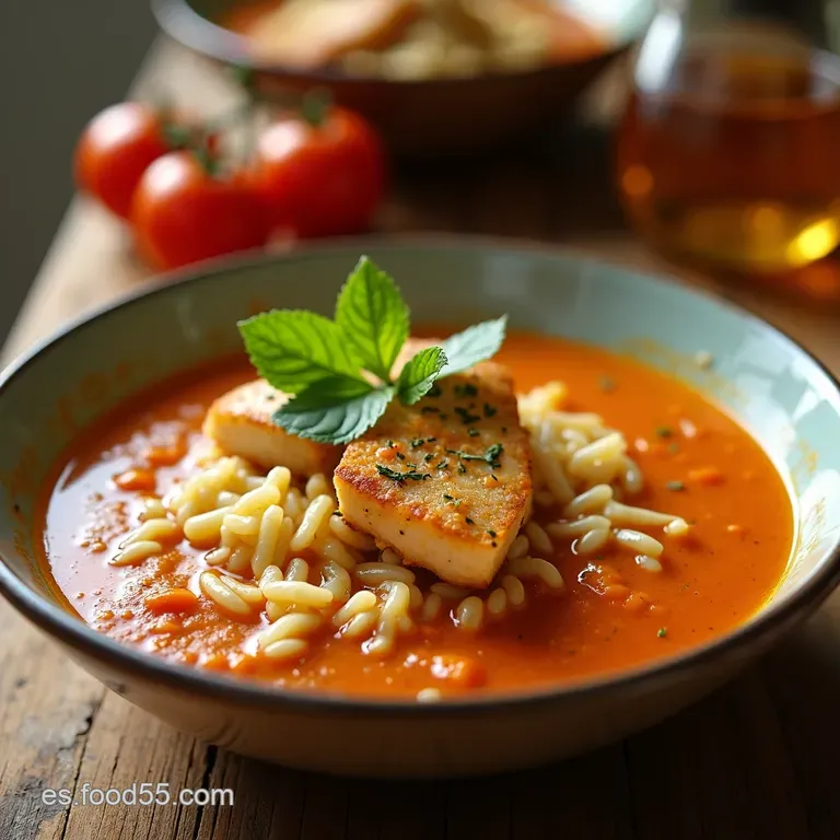 Sabor a Mar Sopa Reconfortante De Pescado Y Arroz Al Estilo Mediterr&aacute;neo presentation