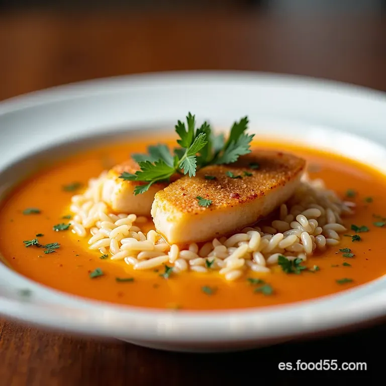 Sabor a Mar Sopa Reconfortante de Pescado y Arroz al Estilo Mediterr&aacute;neo