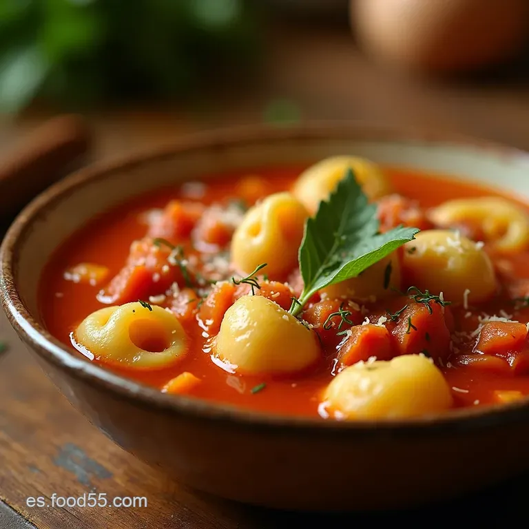 El Placer De La Nonna Sopa Reconfortante De Tortellini Y Salchicha Italiana presentation