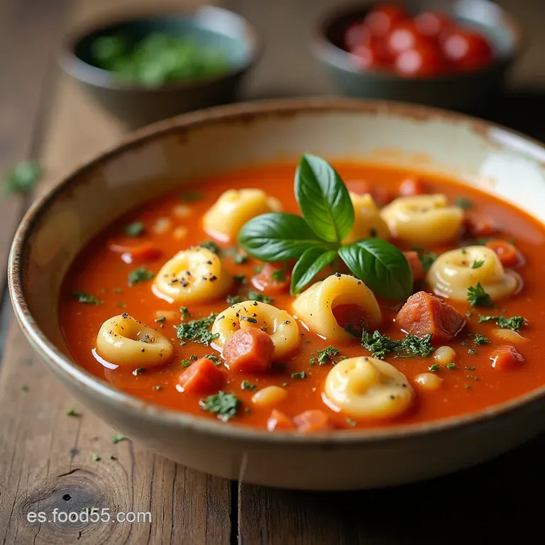 El Placer de la Nonna Sopa Reconfortante de Tortellini y Salchicha Italiana