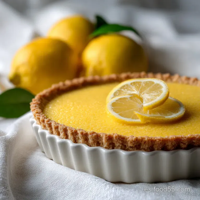 Elegant slice of lemon tart with meringue peaks on a white plate, dusted with zest, hints of biscuit crust