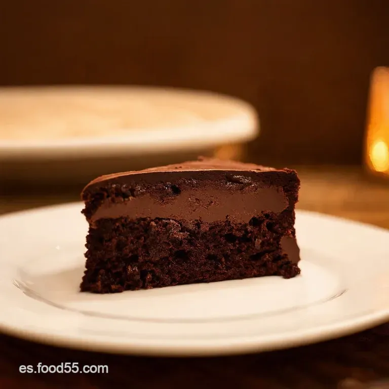 Tarta M&aacute;gica De Chocolate Con Salsa De Fudge Caliente presentation