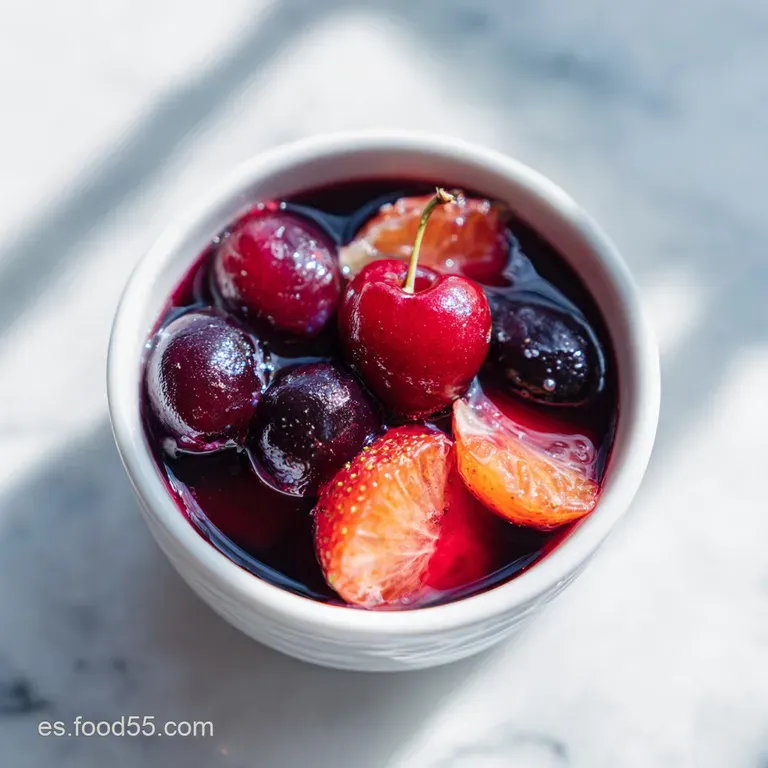 Tall glass filled with vibrant red Tinto de Verano, garnished with lemon and mint.