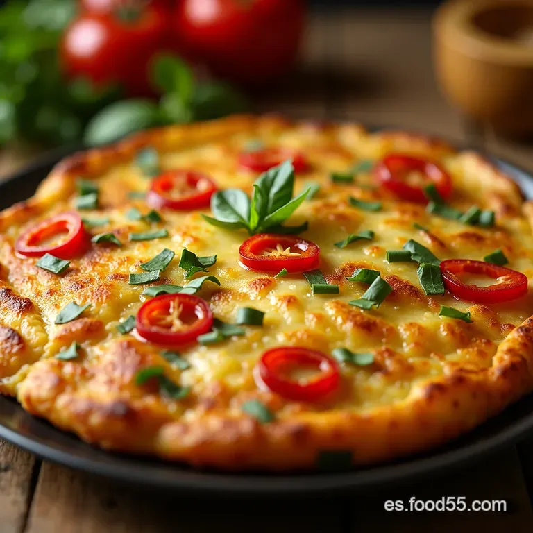 Tortilla Espa&ntilde;ola Express De Patatas Y Pimientos En Air Fryer O Sart&eacute;n presentation